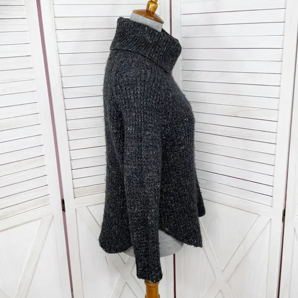 Free People Dylan Tweedy Cowl Neck‎ Wool Blend Sweater Black XS Boho Grunge - Image 4