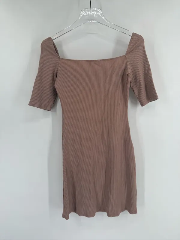 Reformation Tan Ribbed
Bodycon‎ Mini Dress size medium - Image 2