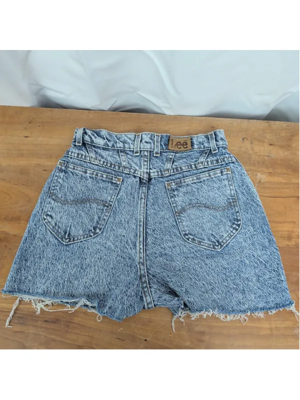 Vintage Lee Denim Acid Wash Cutoff Shorts - Image 2
