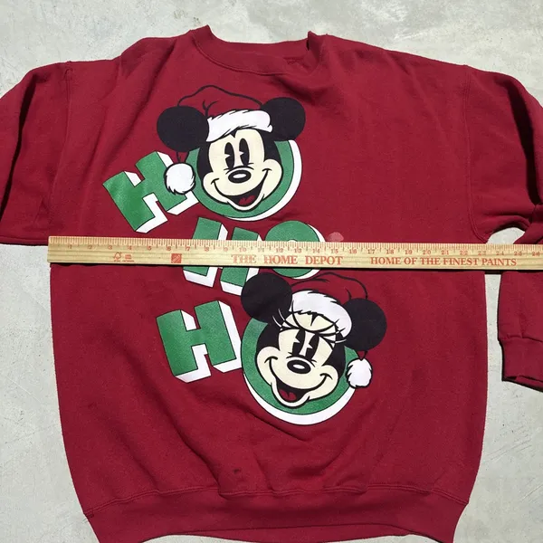 Vintage Mickey & Co Christmas Sweatshirt SZ XL Red Graphic Walt Disney Mouse - Image 3