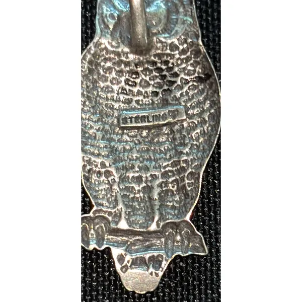 Vintage Sterling Silver Perched Owl Pendant Slide 1.5"x 1" Wisdom Luck - Image 4