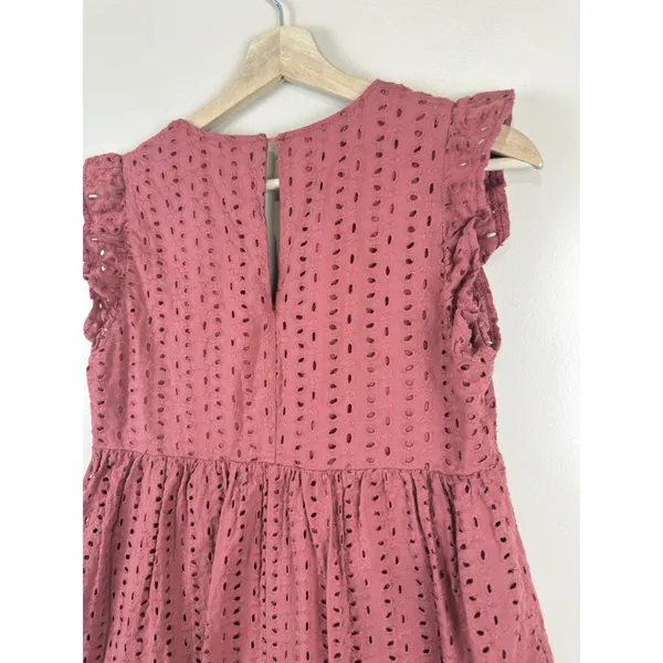 Mustard Seed Rust Eyelet Romper Dress Women’s S Terracotta Ruffle Boho Playsuit - Image 8