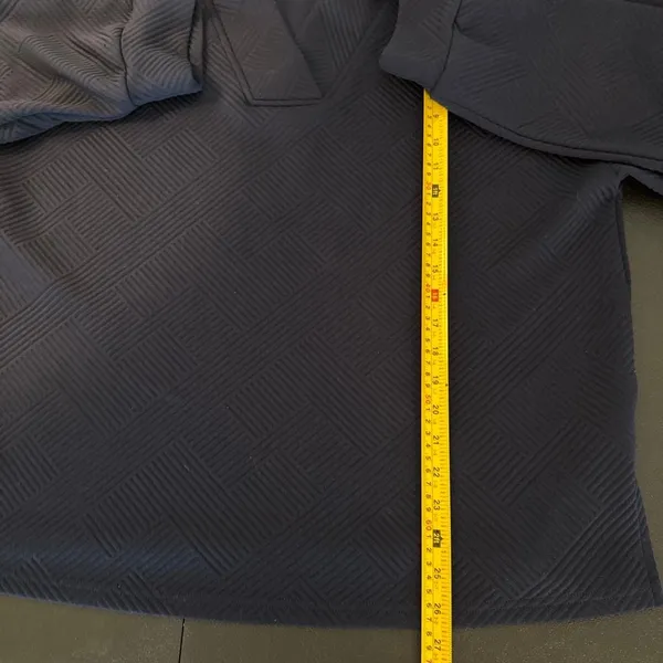 Textured Long Sleeve Notch Neck Pullover Sweatshirt‎ Blue Size XXL - Image 6