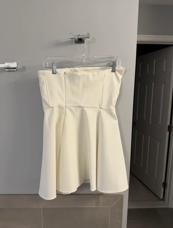ZARA White Strapless Mini Dress - Image 3