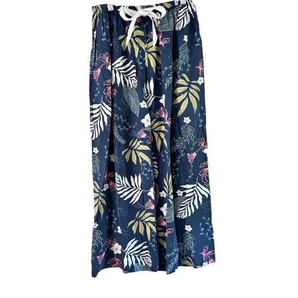Floral‎ Wide Leg Pants Elastic Waist Drawstring Comfy Loungewear Set 2 pc Size M - Image 5