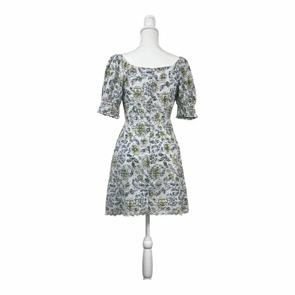 ✨Avec Les Filles Baby Blue Floral Eyelet Puff Sleeve Mini Peasant Sz S Dress✨ - Image 4