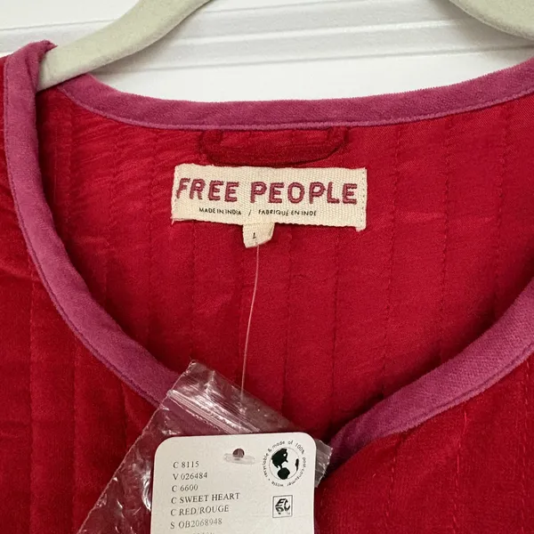 NWT Free People Quilted Velvet Natalia Jacket in Sweet Heart Sz Large - Image 7