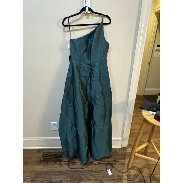 Alfred Sung Satin Twill One Shoulder A-line Pocket Gown Dress D831 Size 10 R - Image 4
