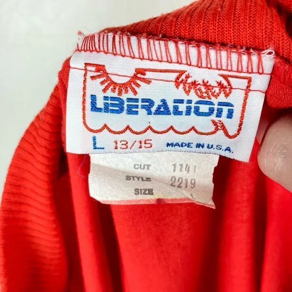 Vintage Liberation Red Varsity V-neck button up‎ 100% cotton jacket L* - Image 6