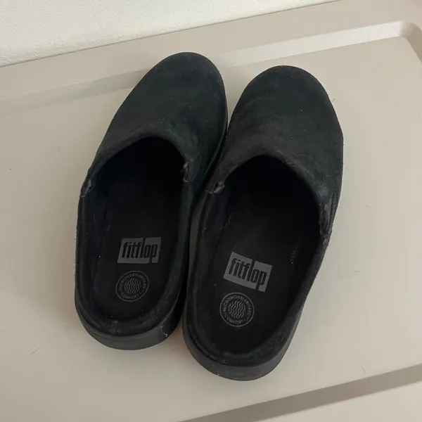 FitFlop Shuv Suede Clog Women 7 Black Microwobbleboard Slip On Comfort Shoe - Image 3