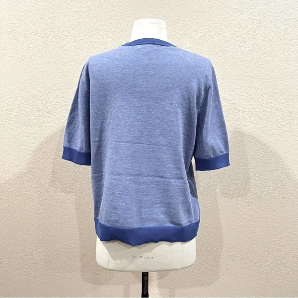 Daily Thread Blue Floral Short Sleeve Sweater NWT Size Large - Image 6