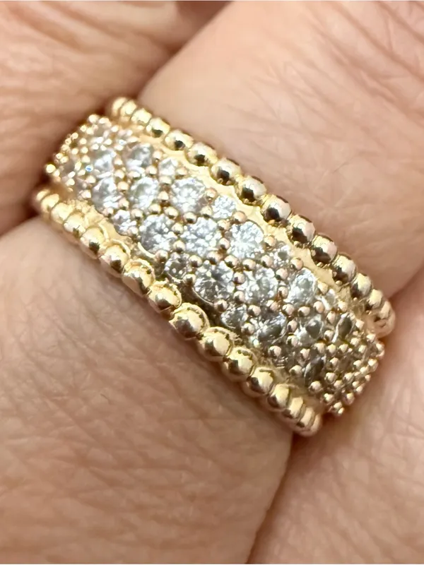 Unsigned Gold-plated Pave Crystal CZ Band Eternity Ring Size 8. - Image 11