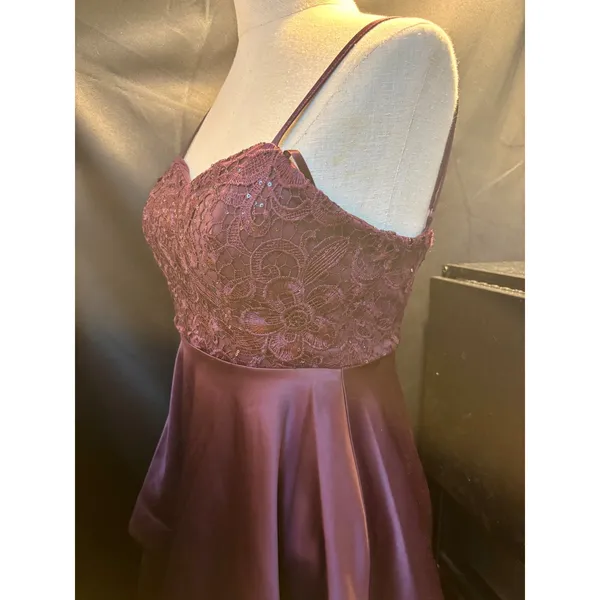 My Michelle Plum Purple Lace Sequin Fit and Flare Homecoming Dress Size 3 - Image 3