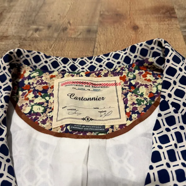 Cartonnier Anthropologie Navy White Geometric Southmark Blazer Sz M Lightweight - Image 7