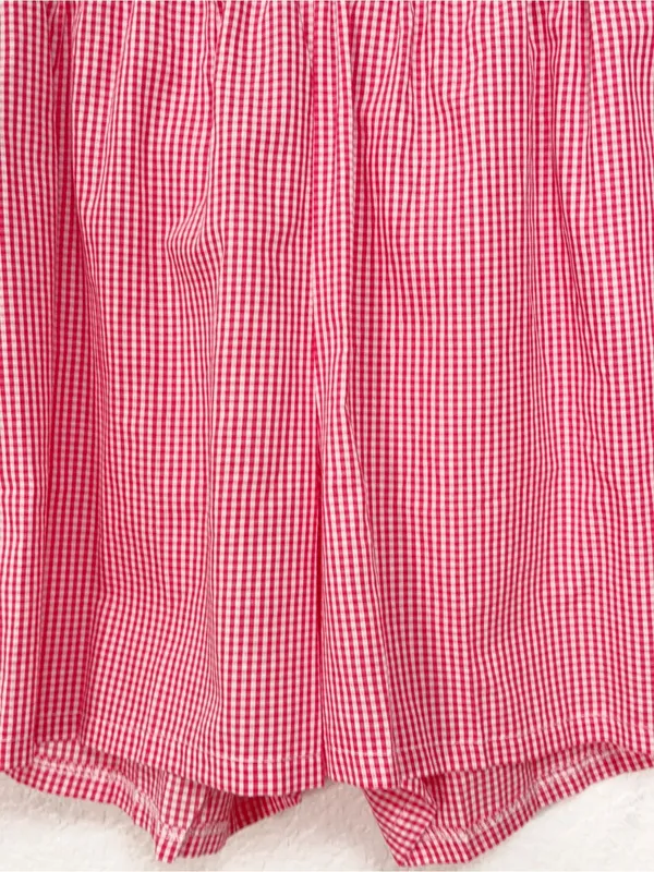 Miss Sparkling Red Gingham High Waist Shorts Side Tie Pocket Cottagecore Summer - Image 3