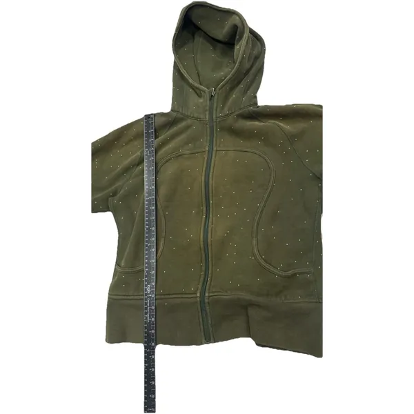 Rare Lululemon Size 10 Scuba Hoodie Jacket Green Polka Dots Women’s Small Flaw - Image 5