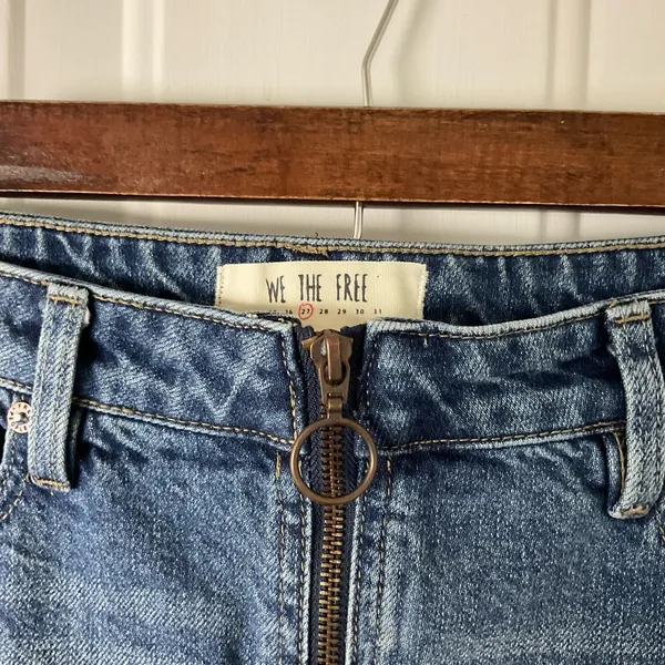 We The Free Zip Front Denim Mini Skirt Size 27 Blue‎ - Image 2