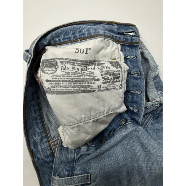Levi's 501 Cut Off Denim‎ Shorts Womens W25 Distressed Raw Hem Beach Party Blue - Image 12