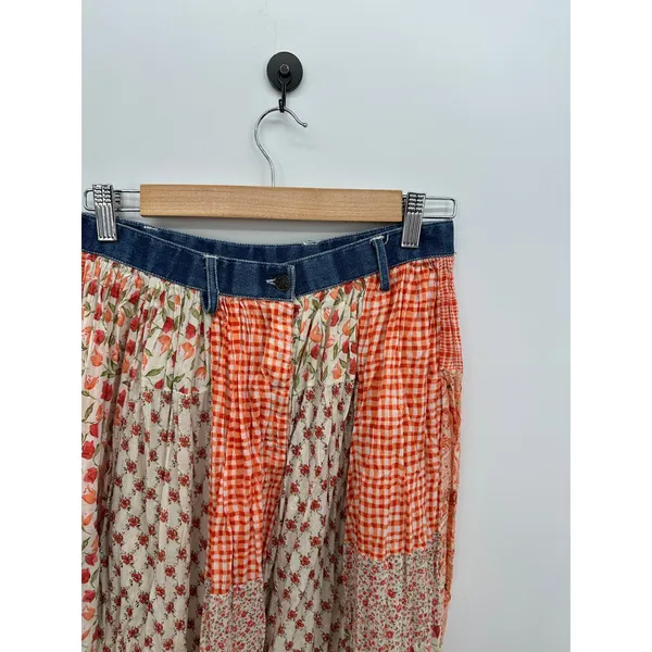 Patchwork Floral Gingham Maxi Skirt Sz XS Festival Country Boho Cottagecore - Image 6