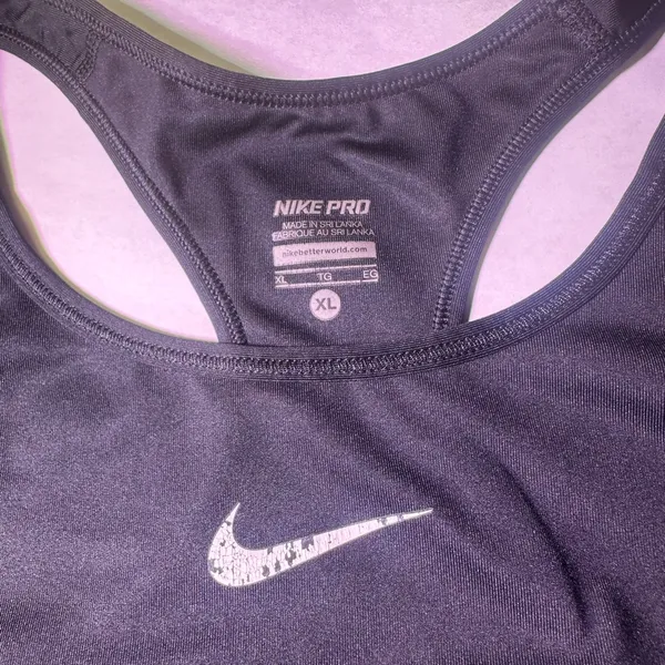 Nike Women's Black and White Sports Bra - Image 6