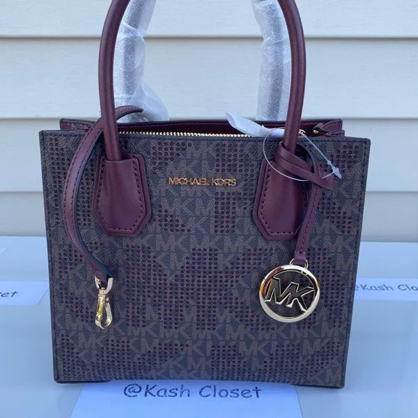 Michael Kors Merlot Mercer Messenger Bag Medium Satchel Purse - Image 8
