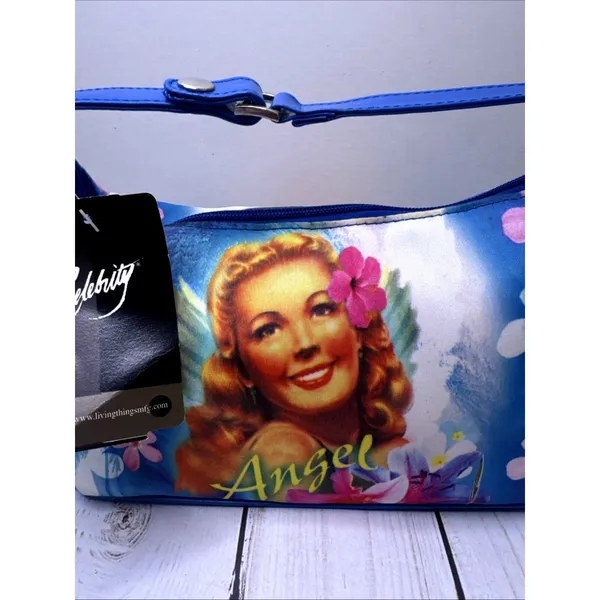 Celebrity Angel Floral & Portrait Purse Makeup Tote 9”x6”x5” NWT CHARITY - Image 2