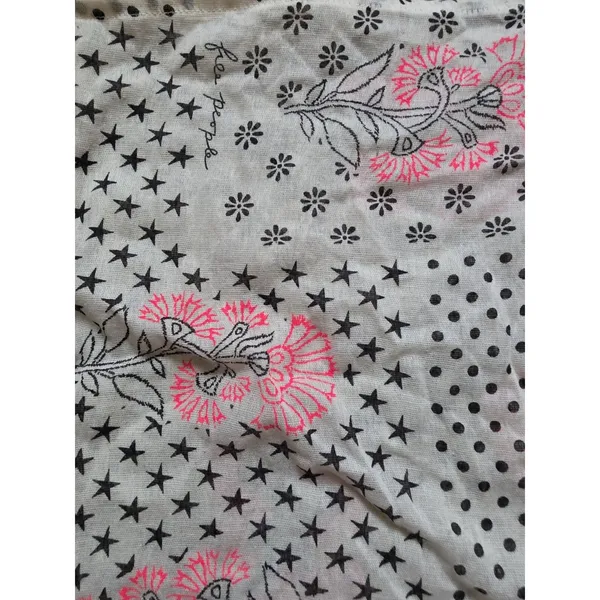 Free People Shoulder Bag White Pink Black Floral Fabric Tote Reusable Shopper - Image 2