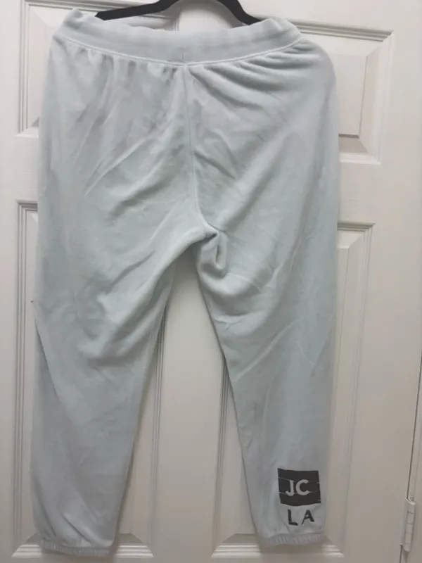 Juicy Couture Black Label Light Blue Velour Jogger Pants Drawstring Pockets S - Image 3
