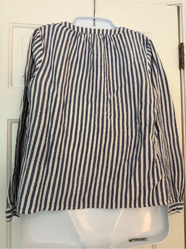 Universal Thread Blue White Striped Cotton Gauze Henley Blouse XS - Image 5