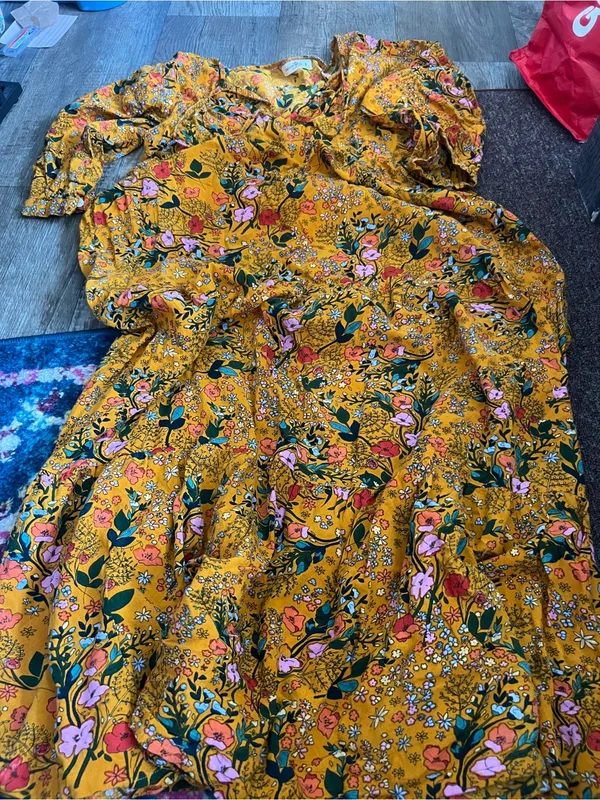 Natural Life Phoebe Maxi Dress Gold Yellow Boho Floral Women’s M oversized - Image 10