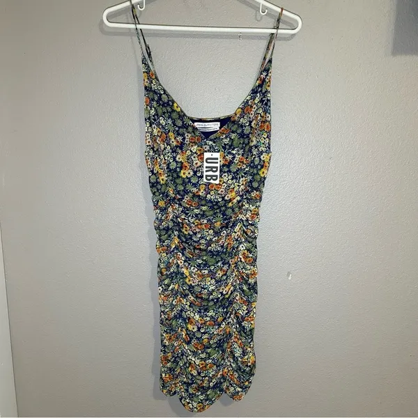 NEW Urban Outfitters Moonbeam Floral ruched mesh mini dress women’s size large - Image 2