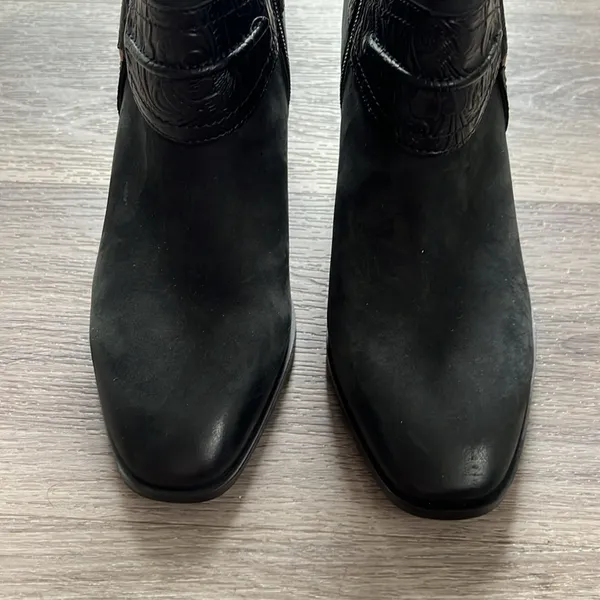 Vionic Carnelia Black Leather Ankle Boots Waterproof Booties with Buckle 7 - Image 4