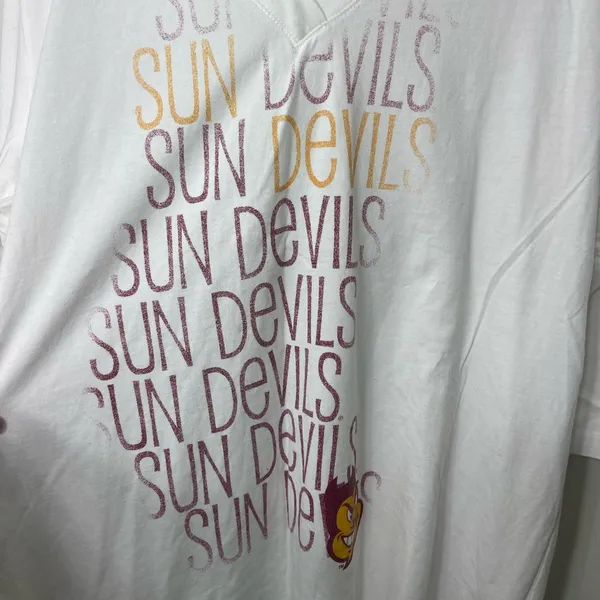 EUC Jansport women’s‎ solid white 1/2 sleeve Sun Devils v-neck tshirt top XXL - Image 2