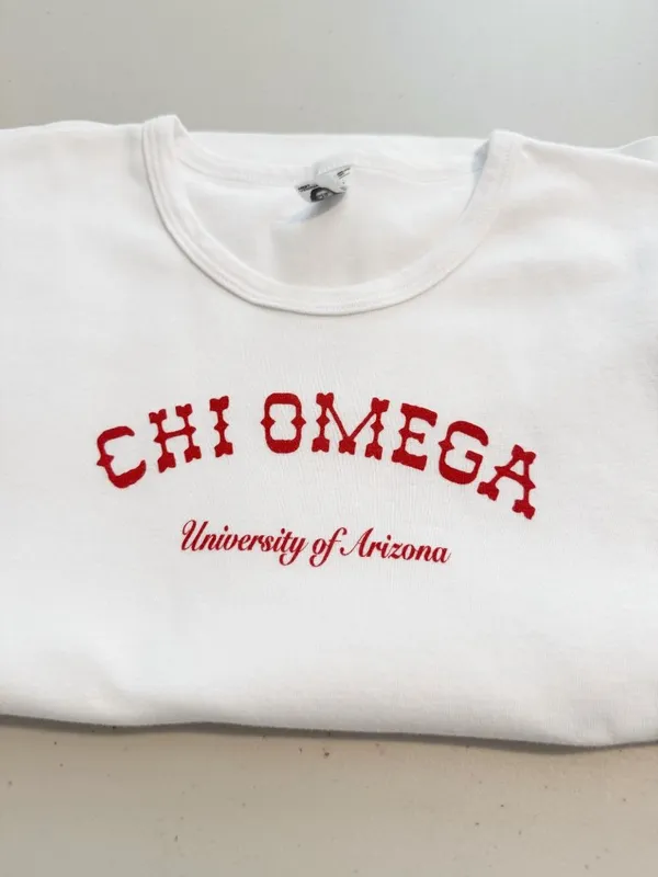 University of Arizona Chi Omega Shirt Size M Baby Tee Graphic Alternative Grunge - Image 8