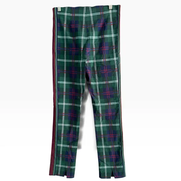 Gretchen Scott Gripeless Pull On Slim Fit Pants Green Tartan Plaid Size Small - Image 2