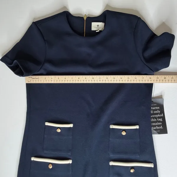 NWT Tuckernuck Francoise Dress Small Navy Knit Shift Old Money‎ Preppy Classic - Image 13
