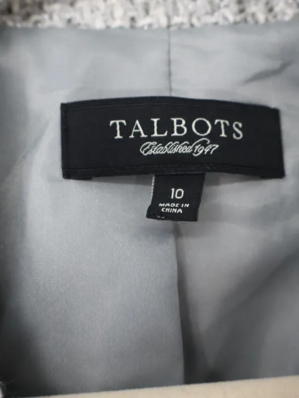 Talbots Tweed Blazer Size 10 Gray Textured Tailored Jacket Preppy Old Money - Image 5