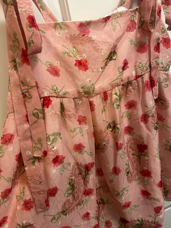 DuForm Floral Babydoll Tank Pink Size M - Image 3