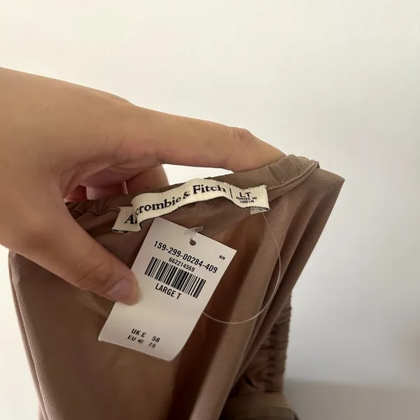 Abercrombie & Fitch Brown Snake-Print Asymmetric Slip Dress NWT Size LT - Image 7