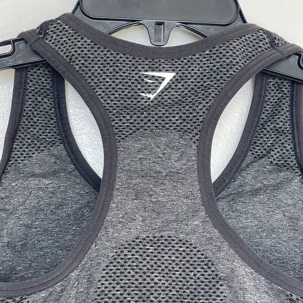 Gymshark Womens Sports Bra Activewear Sz XS Crop Top Logo Workout Gray Stretch - Image 4