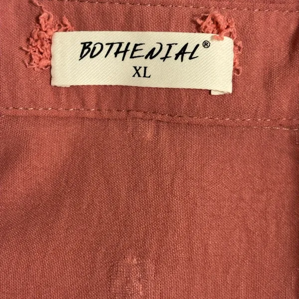 Dusty Rose Textured Swiss Dot Button Front Blouse Size XL - Image 2