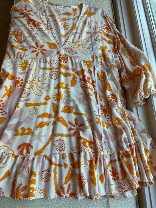 Label of Love Beachy Orange & White Mini Dress or Cover Up size L - Image 8