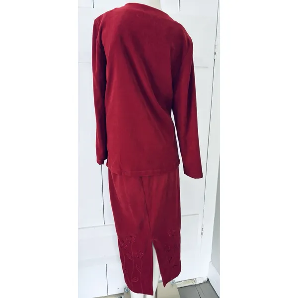 Vintage Country Wear Casuals 2 Piece Suit Dress Red Cottagecore Womens Small - Image 3