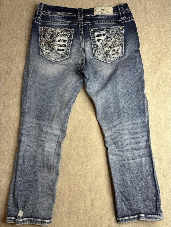 MISS ME Jeans Mid-Rise Easy Crop Curvy Distressed Size 27 Style E3374EFC - Image 8