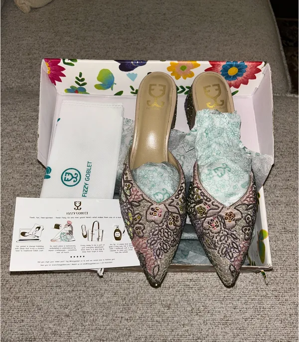 Beaded Slip On Heeled Mule Multiple Size 8 - Image 4
