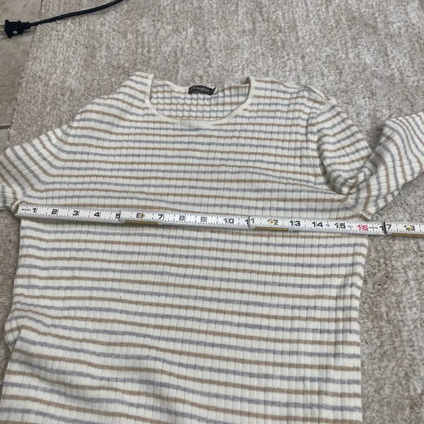 J.McLaughlin Annette Sweater Womens Large‎ NWT Tan Grey Striped Ribbed Knit - Image 8