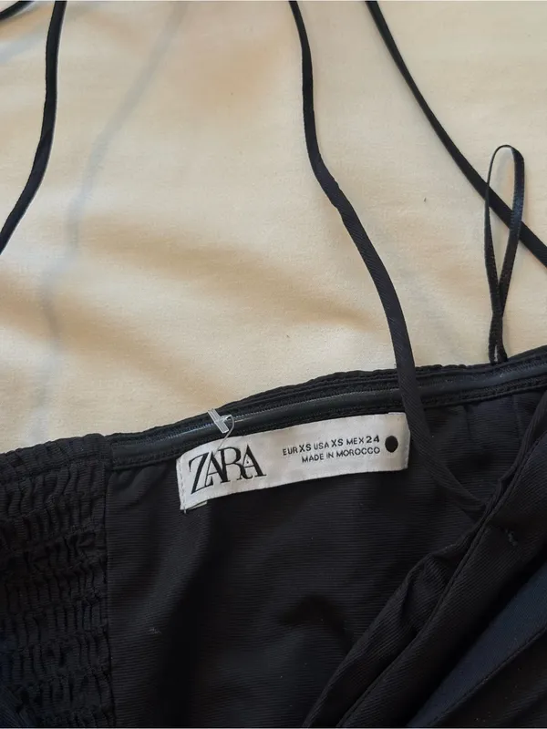ZARA | Black Bow Front Halter Crop Top | XS - Image 6