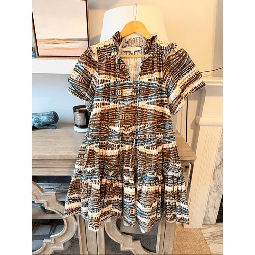 Hunter Bell Jenkins Dress Womens Brown Tribal Tiered Mini Size S - Image 4