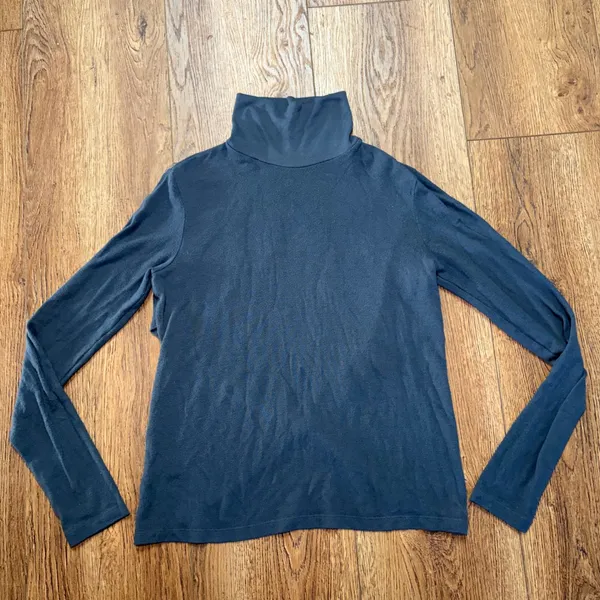 Alo Yoga Gray Wrap Back Turtleneck Long Sleeve Top Womens M Activewear Pilates - Image 3