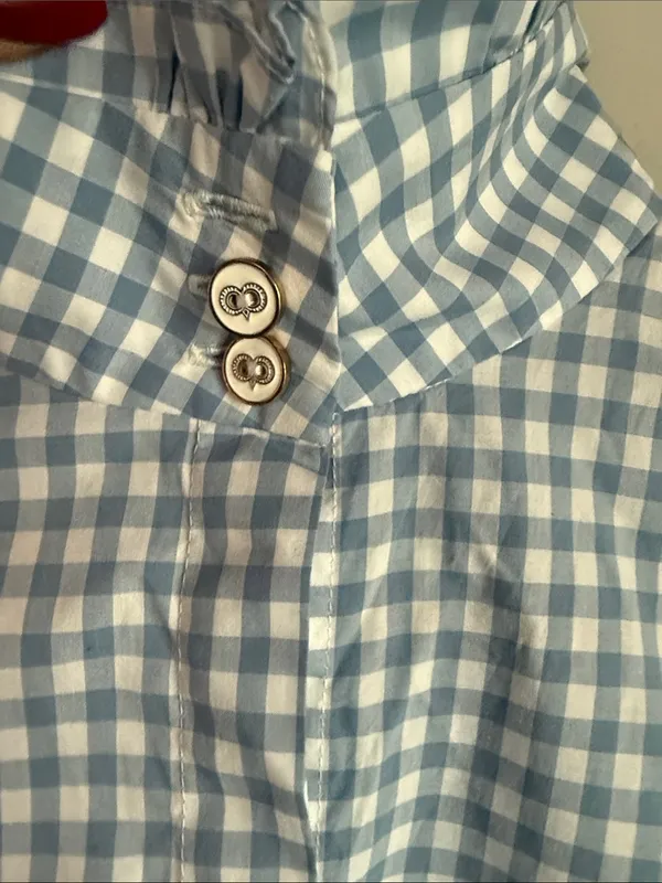 Caroline Consta Jacqueline Button Down Shirt Gingham Small Blue - Image 5